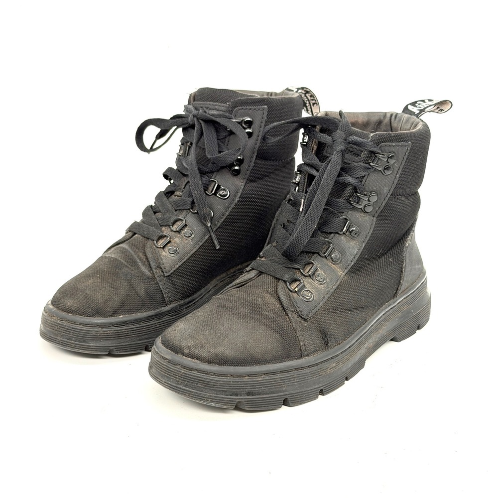 Dr. Martens Combs W Black Canvas Utility Boots Womens 8 US L UK 6 EU 39 Used